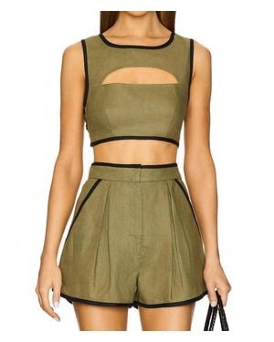 Matthew Bruch Bound Cutout Crop Top - Green
