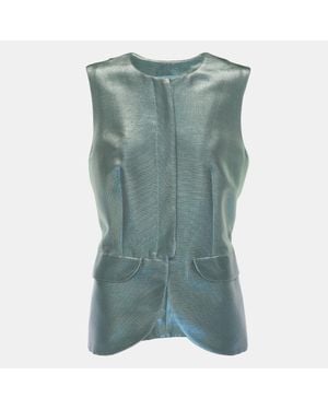 Emporio Armani Metallic Lurex Sleeveless Blazer - Green