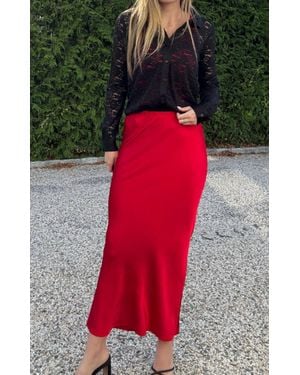 Bobi Bree Midi Bias Cut Skirt - Red