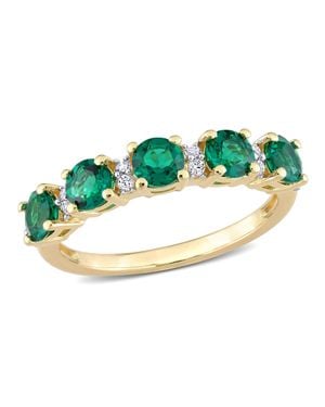 Mimi & Max 1 2/5Ct Tgw Created Emerald And Created Sapphire Semi Eternity Ring - Green