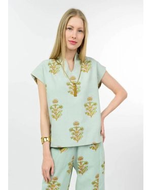 Ivy Jane Cap Sleeves Popover Top - Green