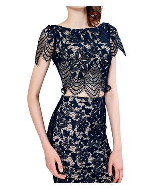 Angela & Alison Laced Prom Dress - Blue