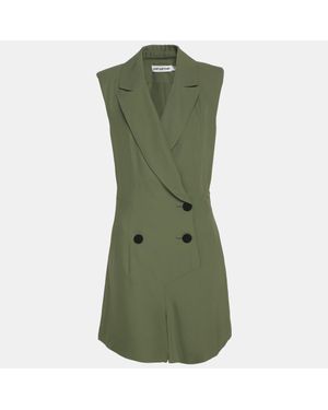 Self-Portrait Twill Double Breasted Jumpsuit - Green