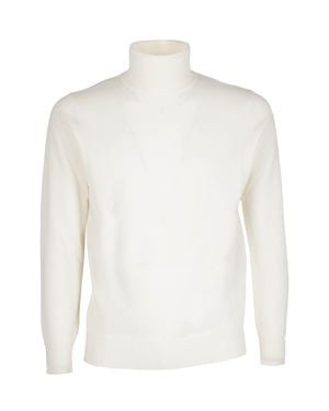 Kangra Cream Single-Thread High-Neck Wool Sweater - White