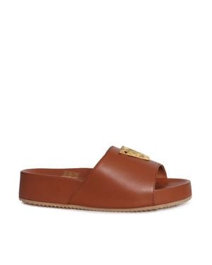 Via Roma 15 Leather Slide Sandals - Brown
