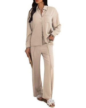 Luna Tuccini 2Pc Shirt & Pant Set - Natural