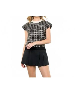 Thml Chanelle Check Knit Top - Black