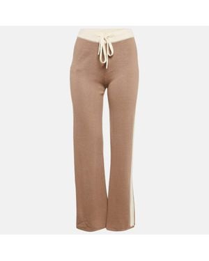 Monrow Dark Knit Panel Detail Lounge Pants - Natural