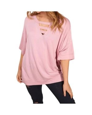 White Birch Spliced Front Boxy Top - Pink