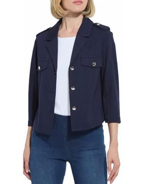 Lyssé Veronica Ponte Crop Blazer - Blue