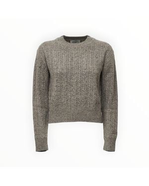 MC2 Saint Barth Lalia Taupe Cable-Knit Wool Sweater - Gray