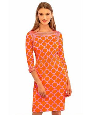 Gretchen Scott Dip & Dots Cinch Dress - Orange