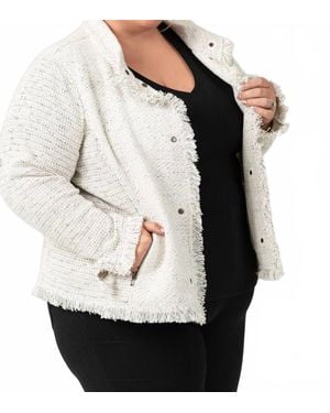 NIC+ZOE Collared Fringe Jacket - White