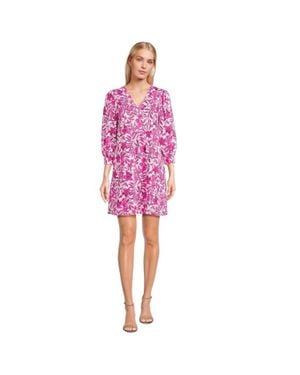Lilly Pulitzer Cass Mini Dress Floral Puff Sleeve Cottage Gbo1310 - Pink