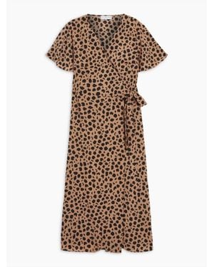 Never Fully Dressed Leopard Zsa Zsa Wrap Dress - Brown