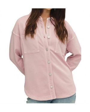 Be Cool Soft Washed Denim Shacket - Pink