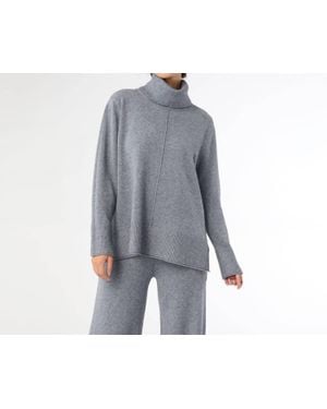 Coco + Carmen Heavenly-Luxe Cowl Neck Top With Rib Trim - Gray
