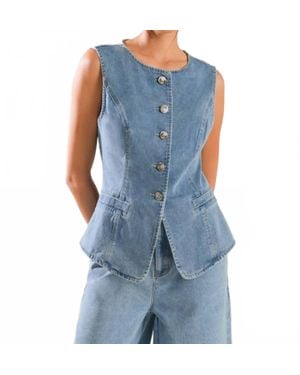 FREEMARKET Denim Button Down Front Vest - Blue
