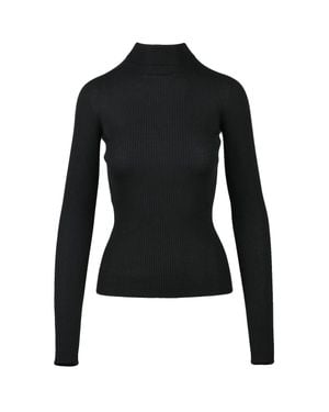Sportmax Fitted Ribbed Virgin Wool Sweater By - Black