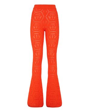 Philipp Plein Fluo Knit Pants Monogram - Red