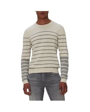 7 For All Mankind Striped Linen Pullover Sweater - Gray