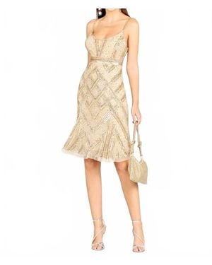 Lara Fitted Beaded Short Dress - Natural