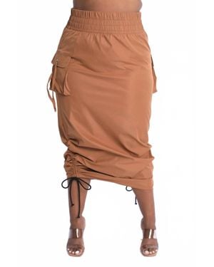 K TOO Windbreaker Maxi Skirt - Brown