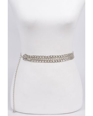 Fashnzfab Three Layer Fashion Chain Belt - White
