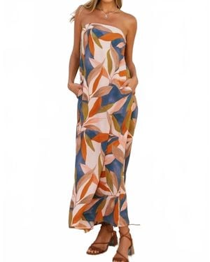 Dress Forum Strapless Tie Back Maxi Dress - Orange
