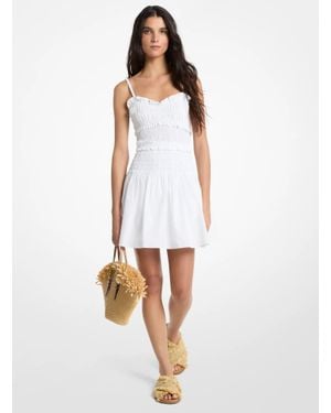MICHAEL Michael Kors Mk Smocked Cotton Poplin Tank Dress - White