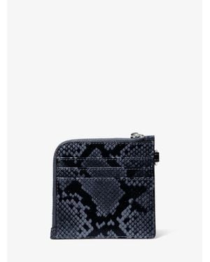 Michael Kors Outlet Jet Set Travel Medium Snake Embossed Chain Wallet - Blue