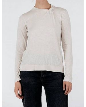 Stateside Slub Jersey Long Sleeve Twist Mock Neck Top - White