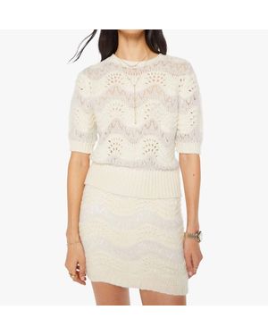 Mother Powder Puff Short Sleeve Sweater - White