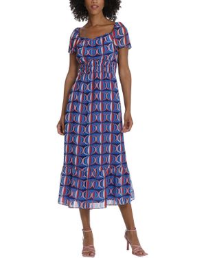 Maggy London Chiffon Geo Print Midi Dress - Purple