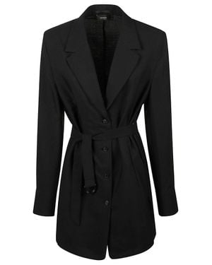 Wardrobe NYC Structured Tailored Shirt Dress With Notched Lapel - Black