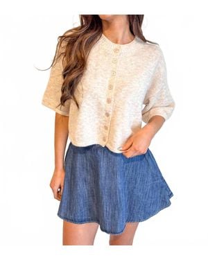 Olivaceous Livia Boxy Cropped Cardigan - Blue