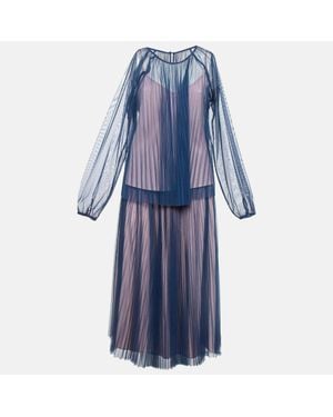 MAX&Co. Plisse Tulle Sheer Top And Skirt Set - Blue