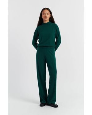 Chinti & Parker Emerald Wool-Cashmere Wide-Leg Track Pants - Green