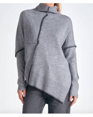 Elan Turtleneck Asymmetric Sweater - Gray