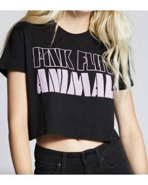 Recycled Karma Floyd Animals Cropped Tee - Black