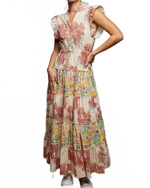 Pol Patchwork Floral Maxi Dress - Pink