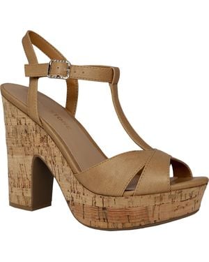 Sun & Stone Jamie Cork Heel Sandals - Brown