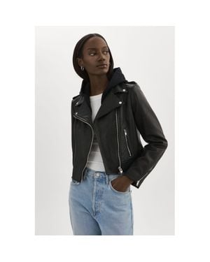 Lamarque Holy Leather Biker Jacket With Removable Hood - Black