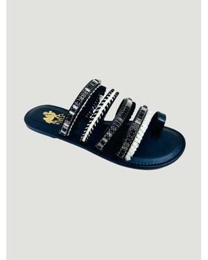 Camel Threads Boho Chic Fringe Sandals - Blue