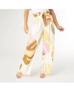 Coco + Carmen Lyla Printed Flowy Pant With Tie Waist - Yellow