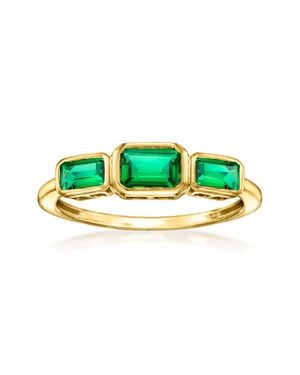 RS Pure By Ross-Simons Lab-Grown Emerald 3-Stone Ring - Green