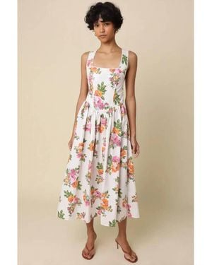 Olivaceous Floral Cross-Back Maxi Dress - Natural