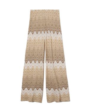 MC2 Saint Barth Wide-Leg Pants With Wavy Zigzag Pattern - Natural