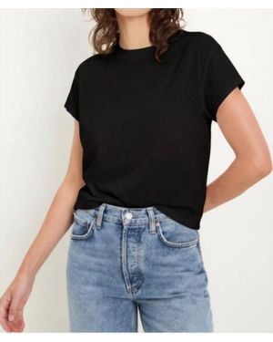 Michael Stars Grayson Supima Slub Crop Crew Tee - Black