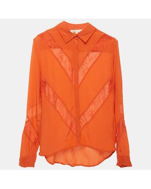 Maje Silk Lace Detail Shirt - Orange